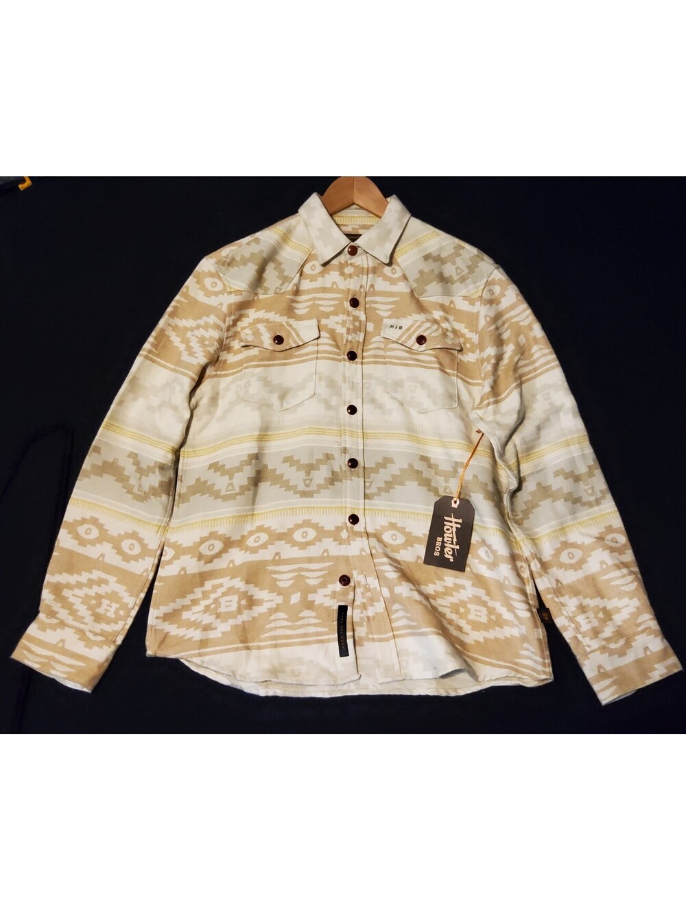 Howler Bros Shirt Sheridan Flannel Aztec Long Sleeve Terranova Bone Men's Sz S